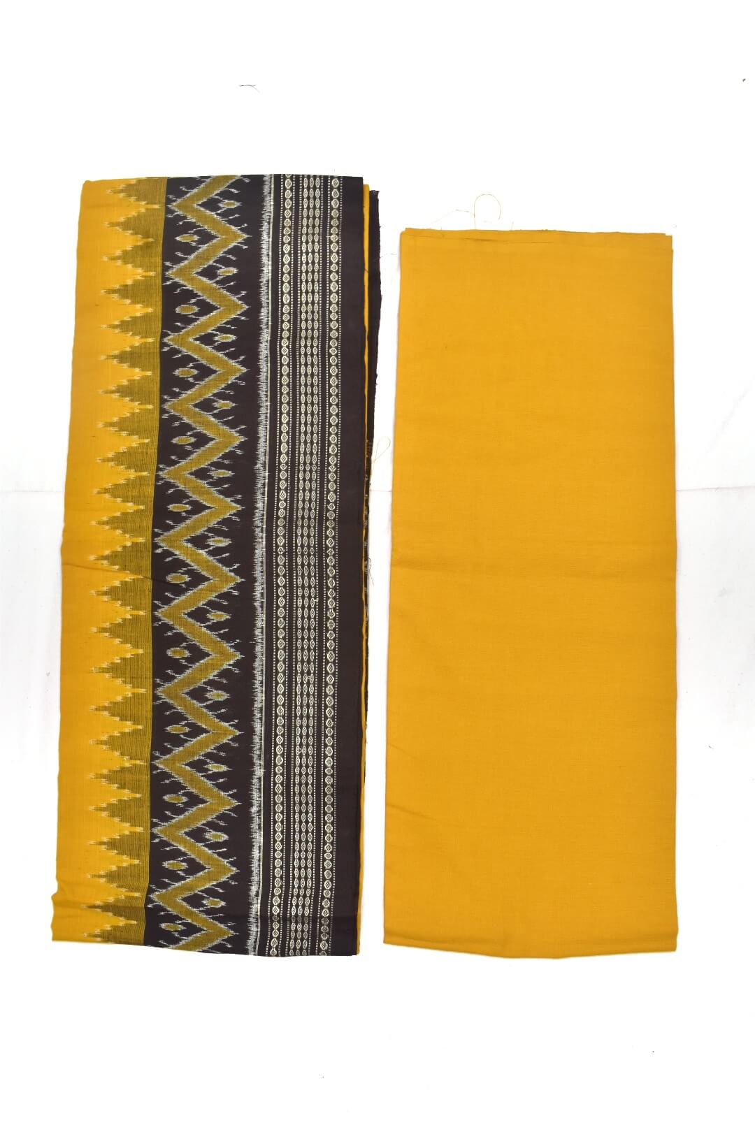 Coffe Colour Sambalpuri Handloom Cotton Bandha Dress Materials - Image 2