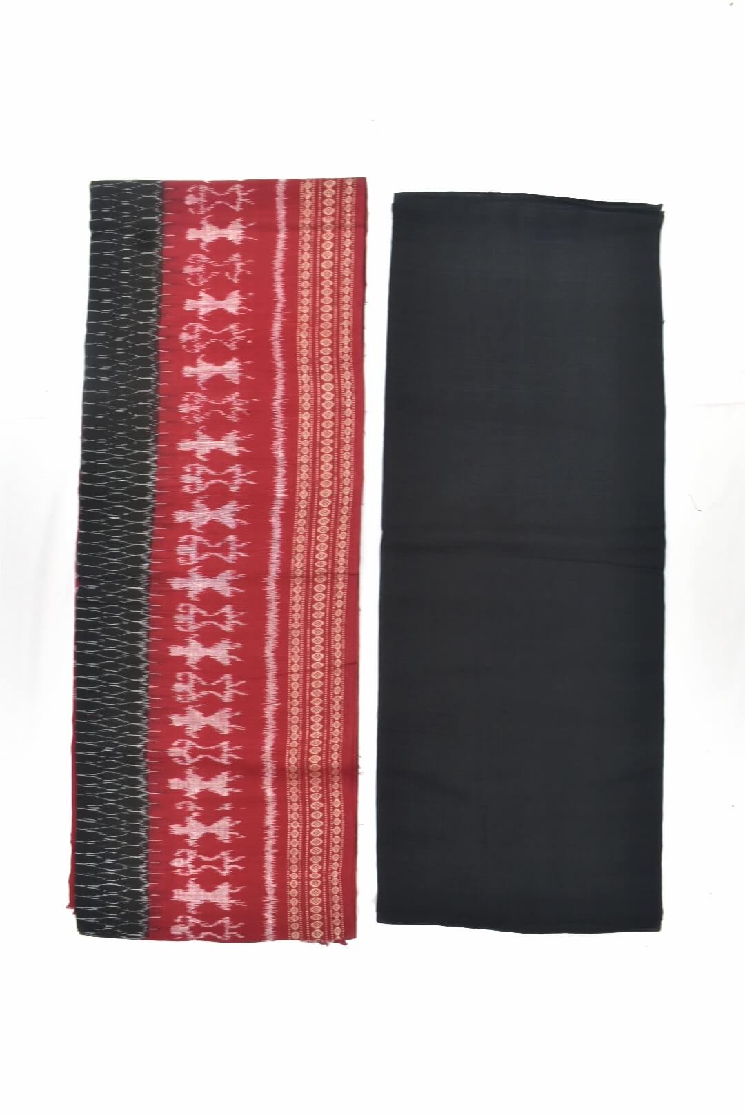 Red Colour Sambalpuri Handloom Cotton Dress Materials - Image 2