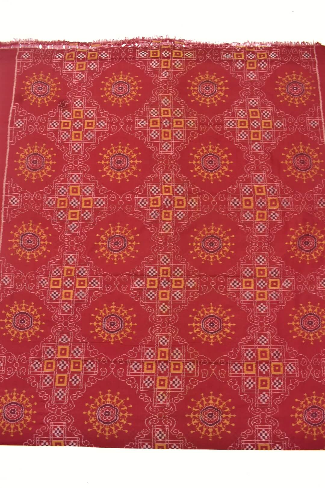 Red Colour Sambalpuri Handloom Cotton Dress Materials - Image 4
