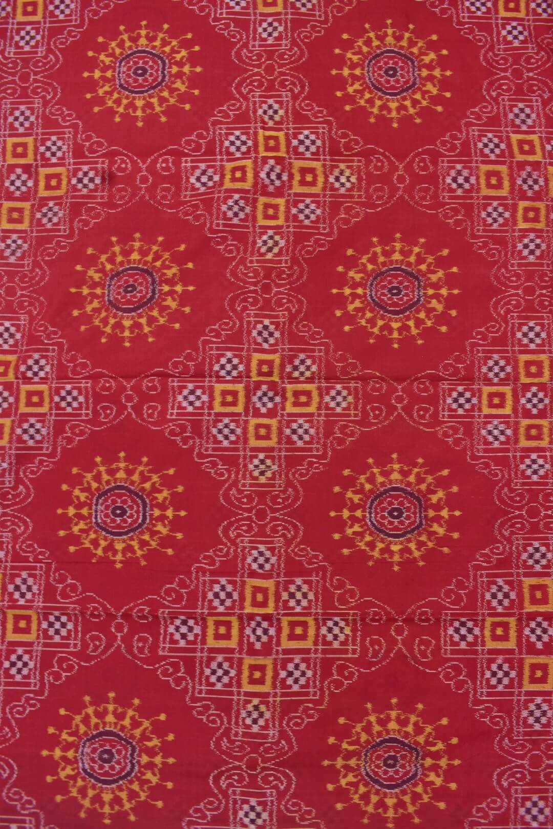 Red Colour Sambalpuri Handloom Cotton Dress Materials - Image 5