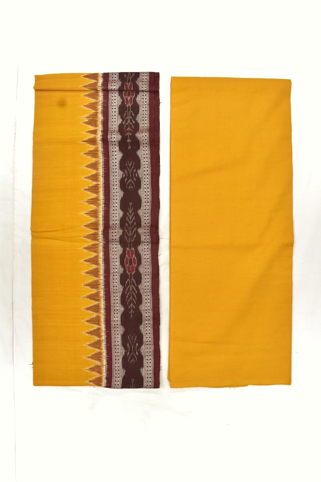 Maroon Colour Tribal Design Sambalpuri Handloom Cotton Dress Materials - Image 2