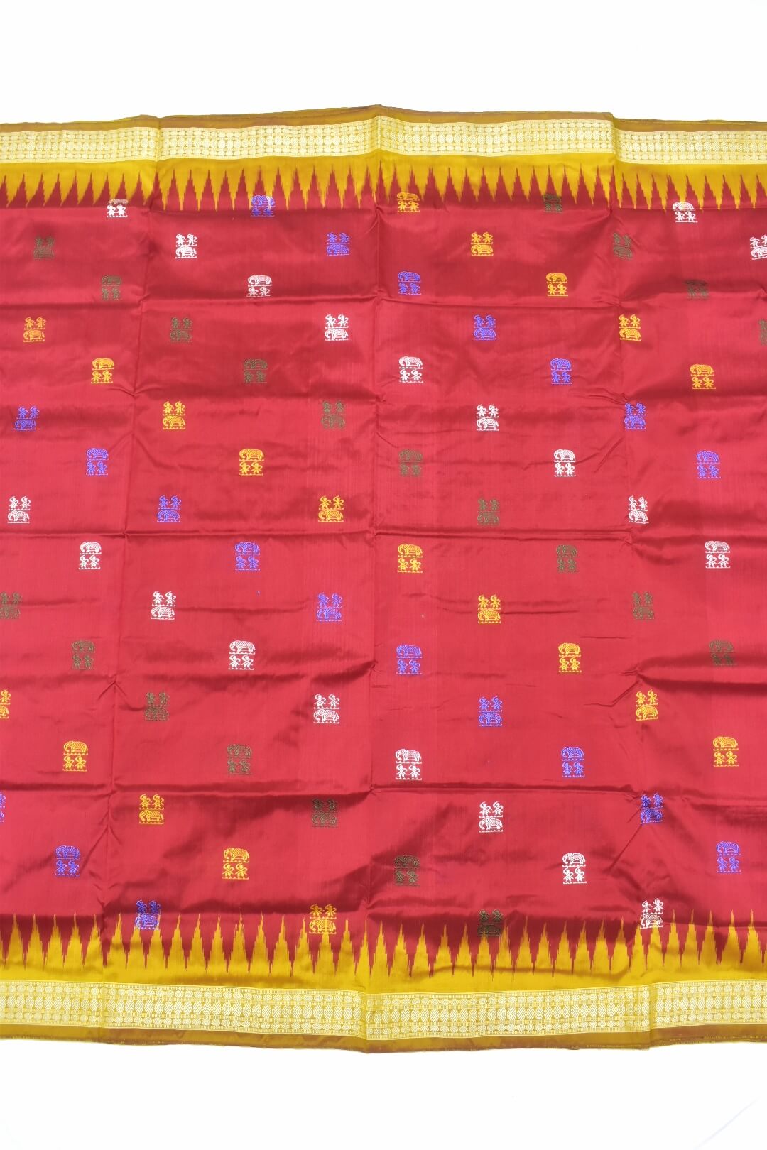 Red Colour Sambalpuri Handloom Bomkai Silk Saree