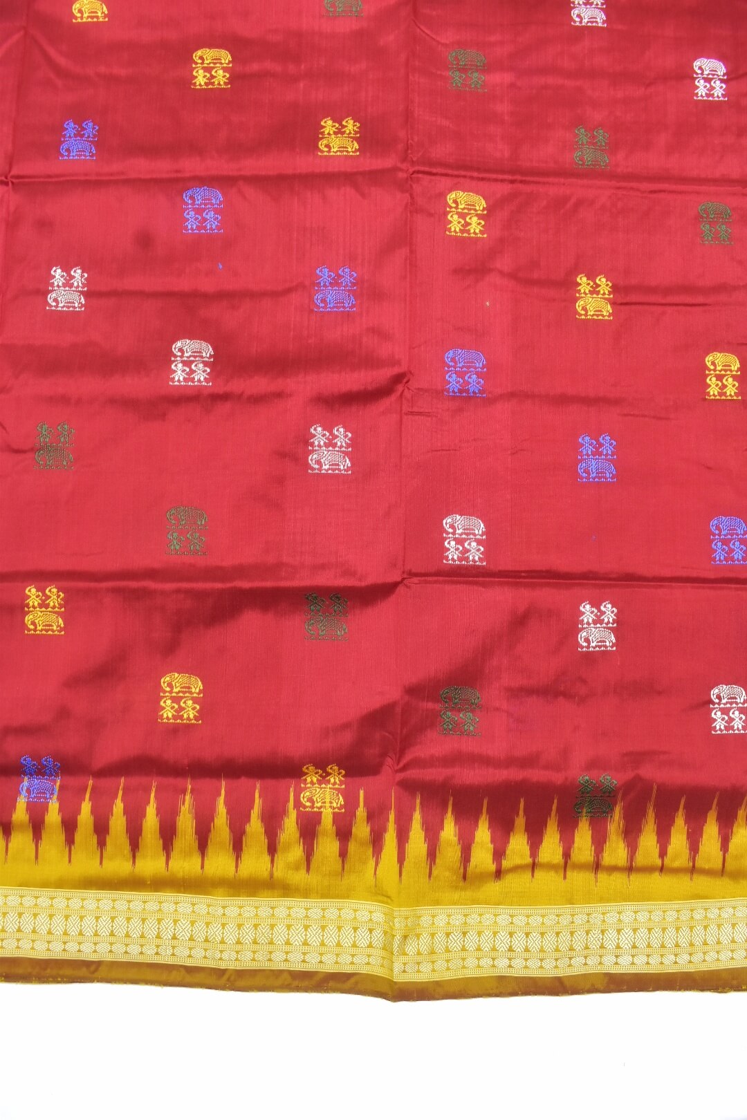 Red Colour Sambalpuri Handloom Bomkai Silk Saree - Image 4