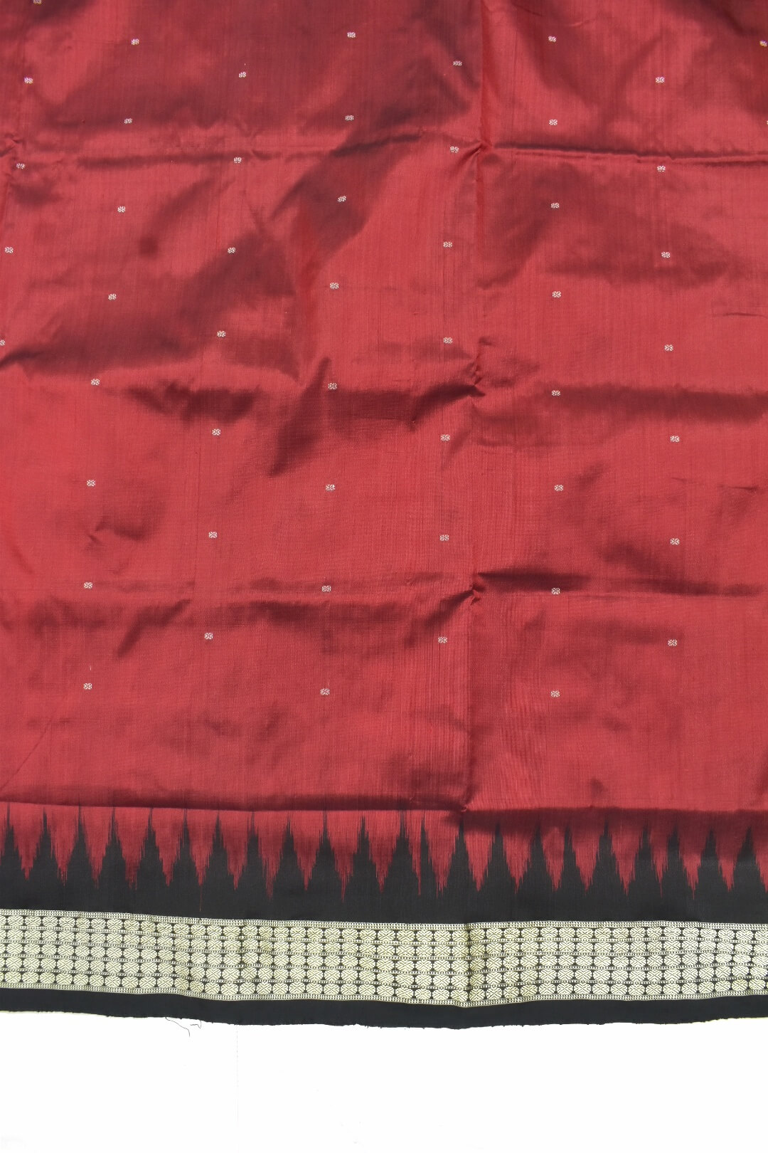 Maroon Colour Sambalpuri Handloom Bandha Silk Saree - Image 4
