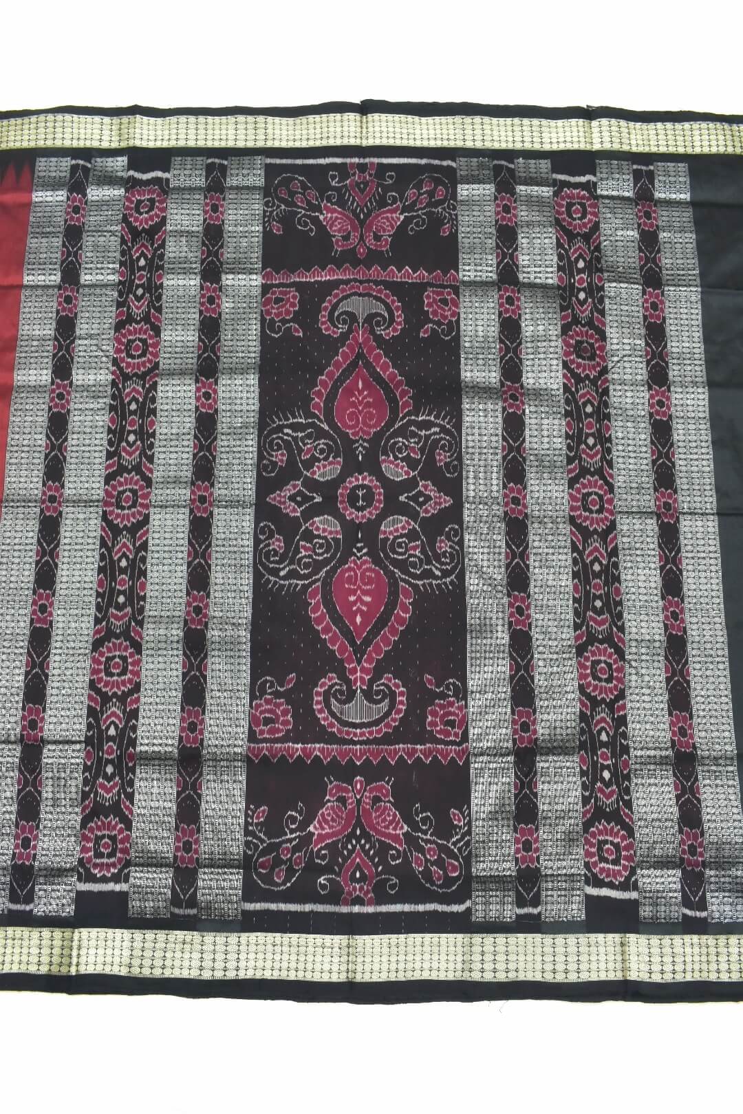 Maroon Colour Sambalpuri Handloom Bandha Silk Saree - Image 2