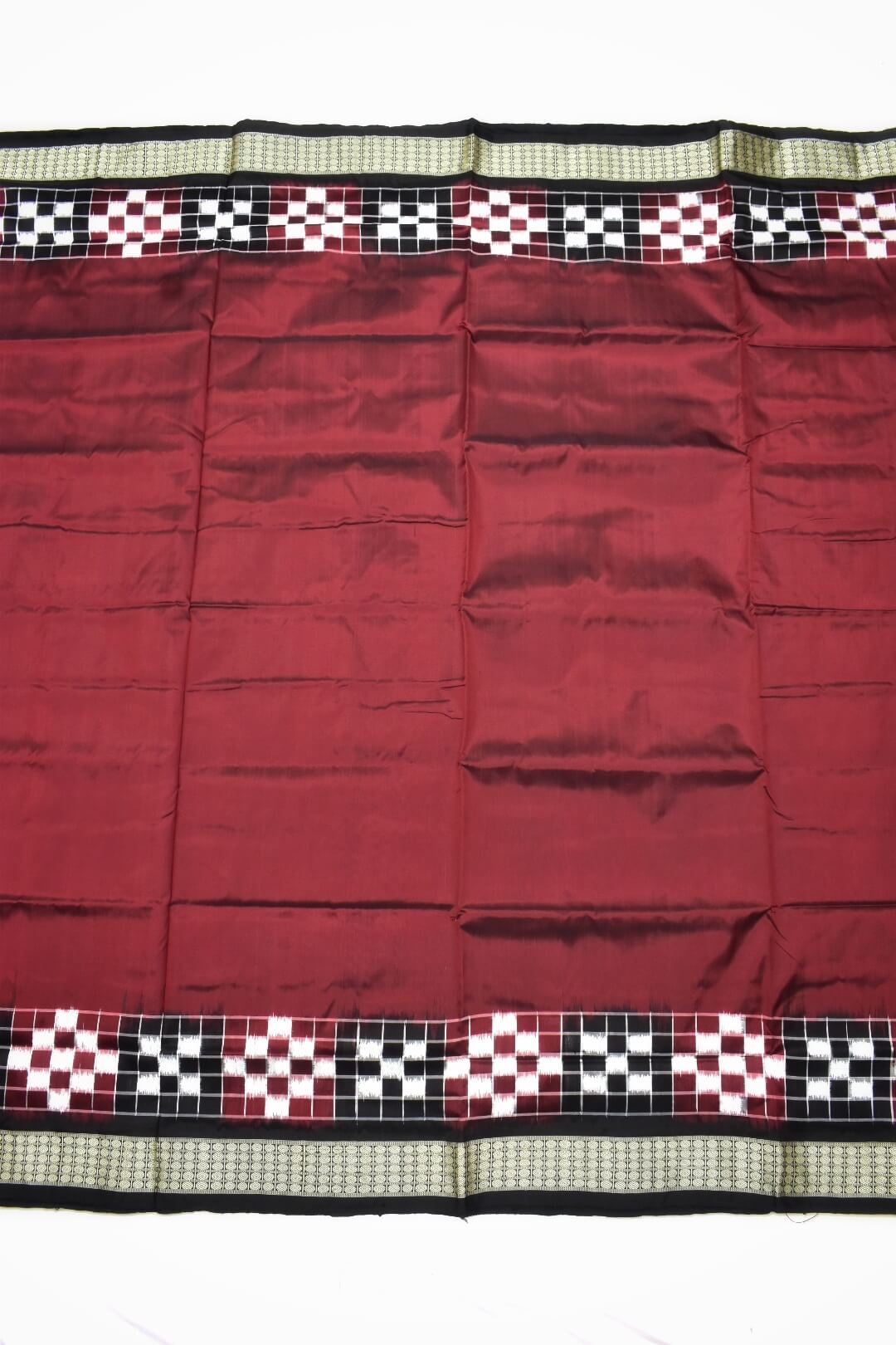 Maroon Colour Pasapali Design Sambalpuri Handloom Silk Saree
