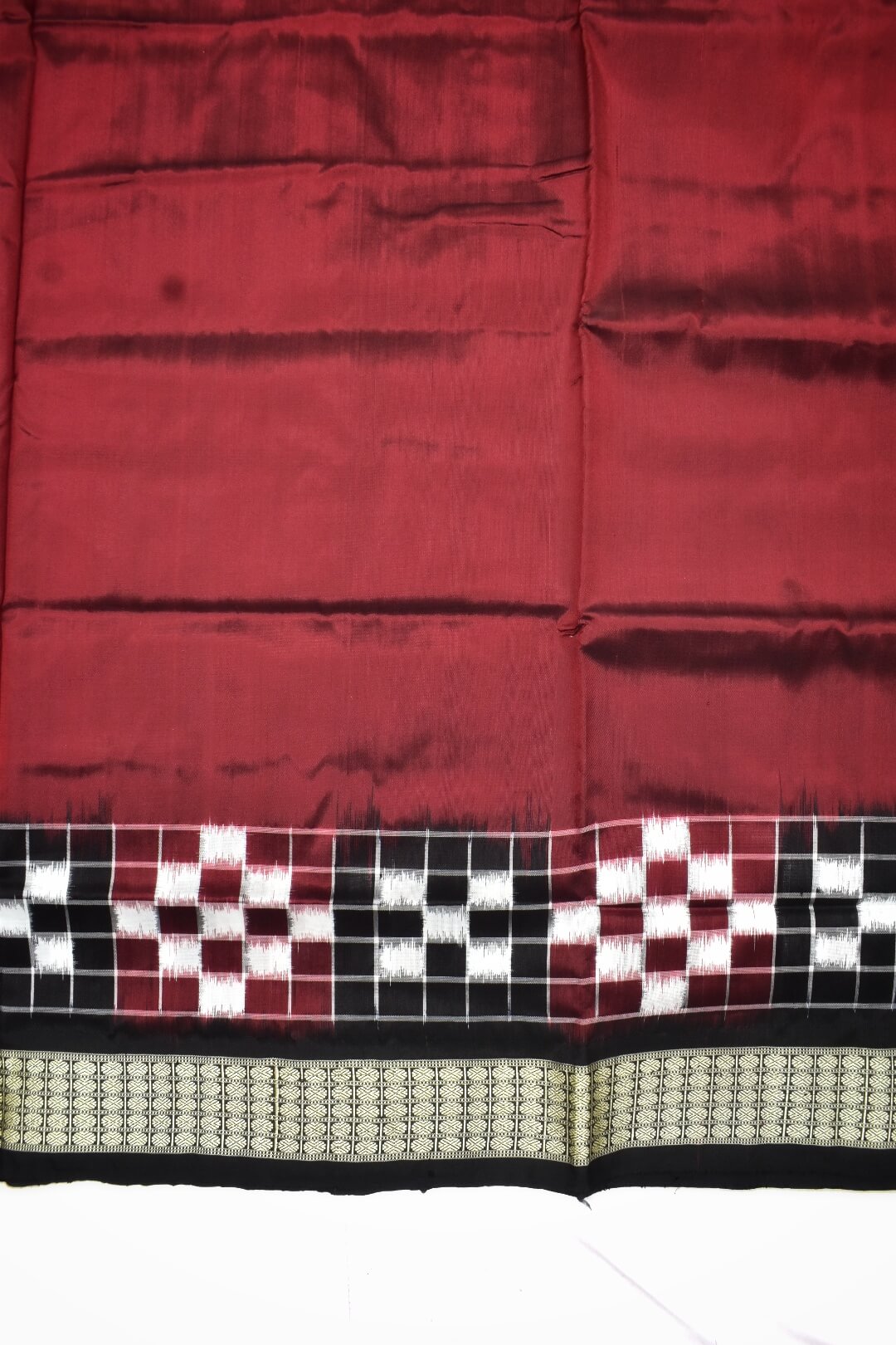 Maroon Colour Pasapali Design Sambalpuri Handloom Silk Saree - Image 4