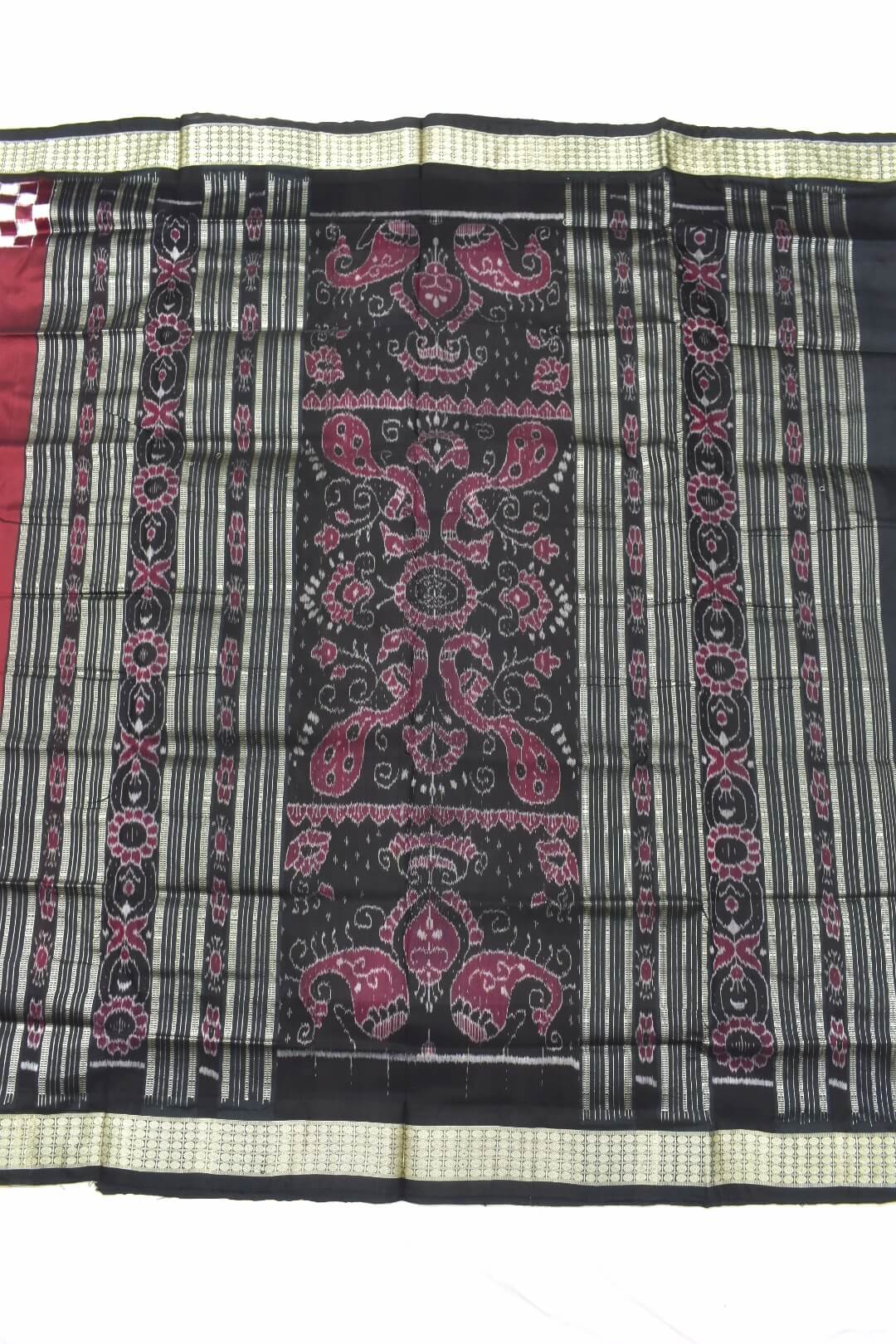 Maroon Colour Pasapali Design Sambalpuri Handloom Silk Saree - Image 2