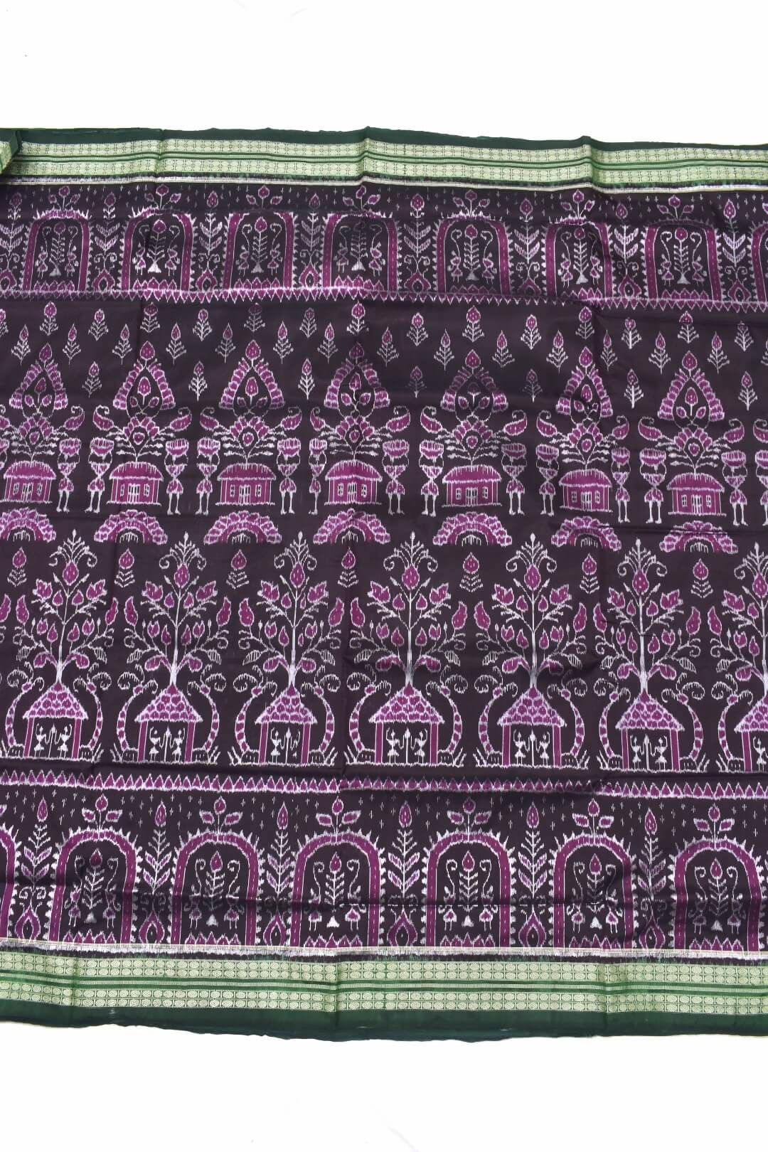 Coffe Colour Sambalpuri Handloom Bandha Silk Saree