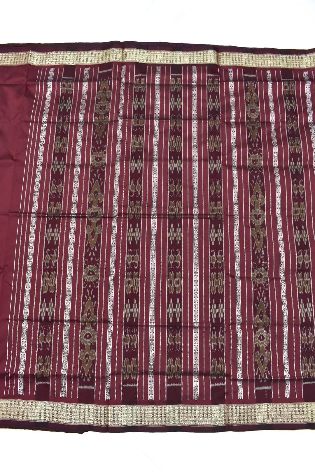 Steel Colour Half-Half Design Sambalpuri Handloom Silk Saree - Image 4