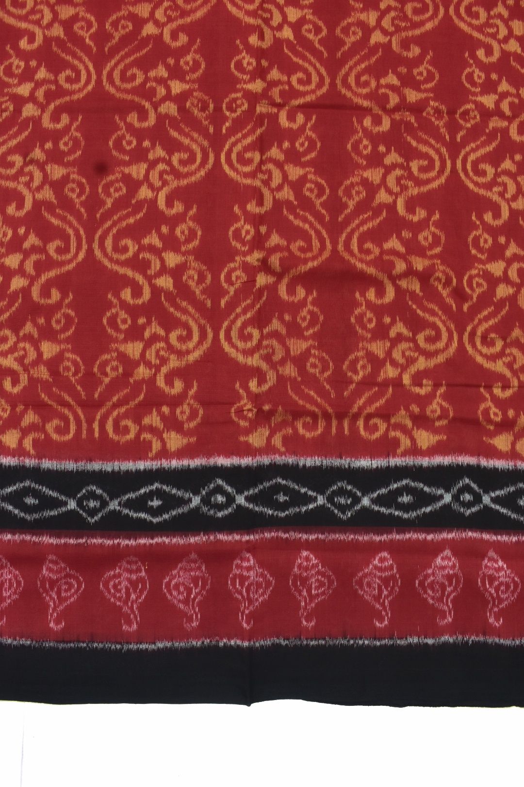 Red Colour Sambalpuri Handloom Cotton Bandha Saree - Image 4