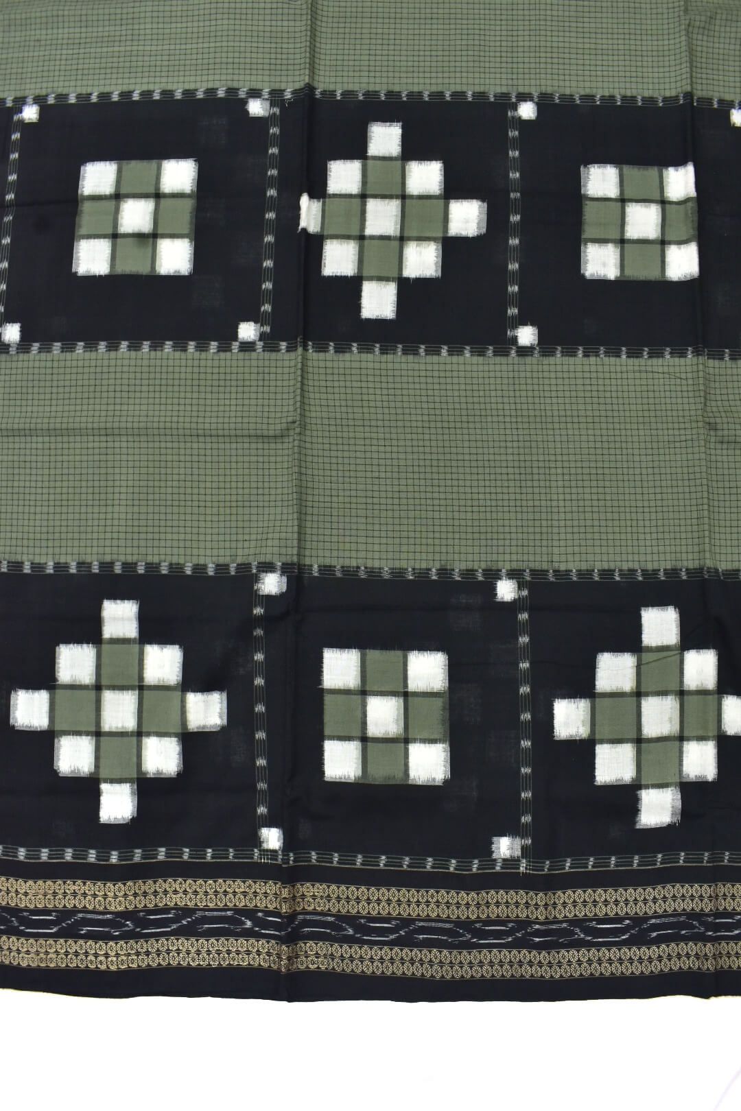 Cement Colour Pasapali Design Sambalpuri Handloom Cotton Saree - Image 4