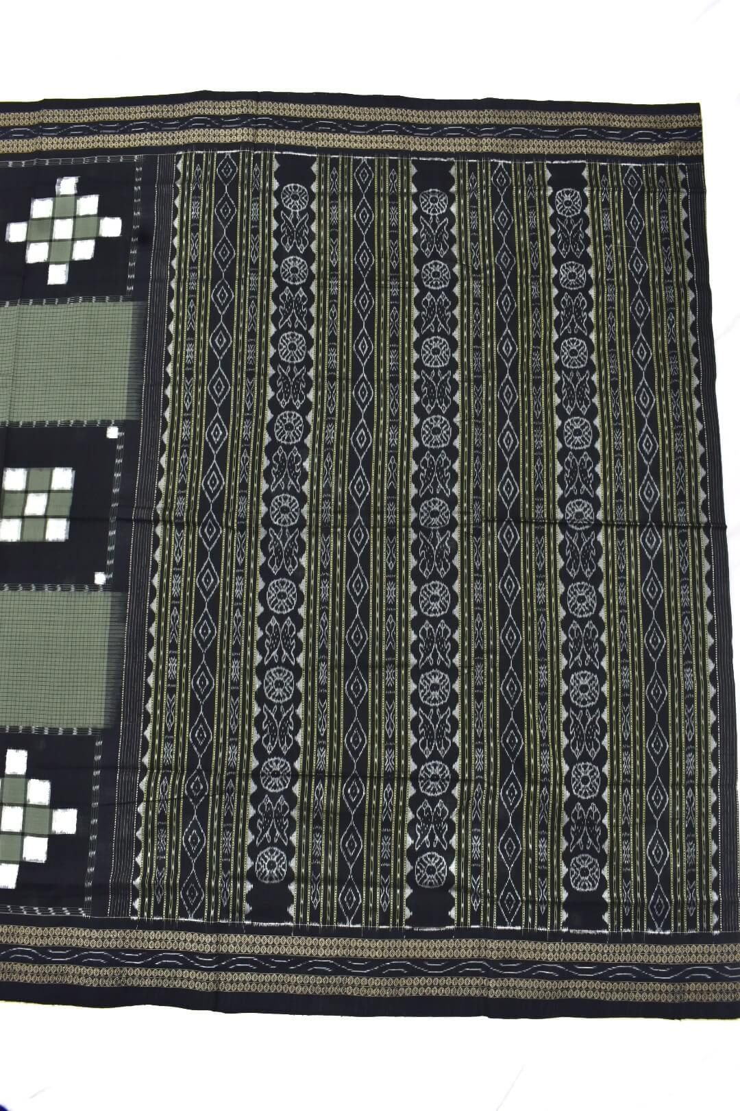 Cement Colour Pasapali Design Sambalpuri Handloom Cotton Saree - Image 2