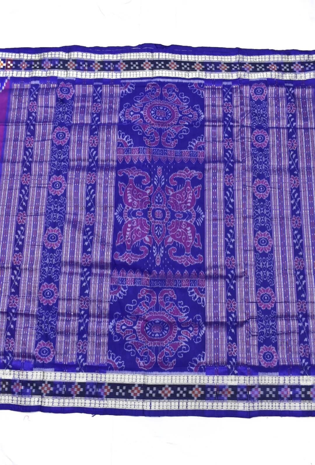 Purple Colour Pasapali Border Sambalpuri Handloom Bandha Silk Saree - Image 2