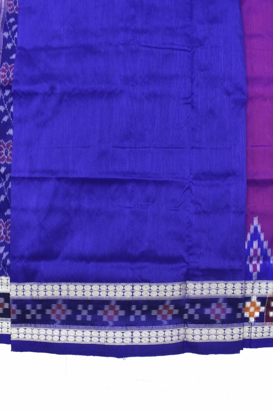 Purple Colour Pasapali Border Sambalpuri Handloom Bandha Silk Saree - Image 5
