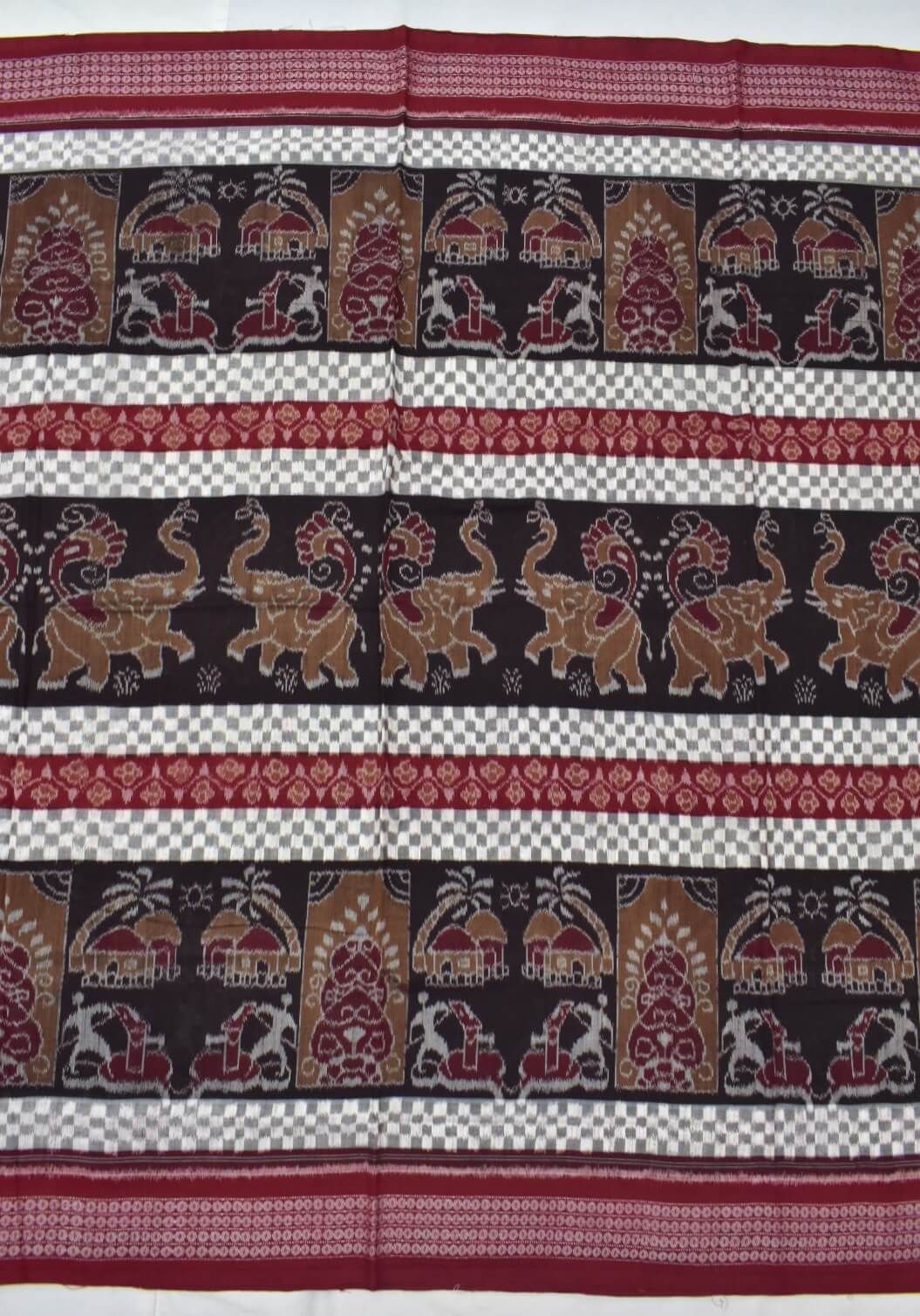 Black Colour Elephant Design Sambalpuri Handloom Cotton Bandha Saree