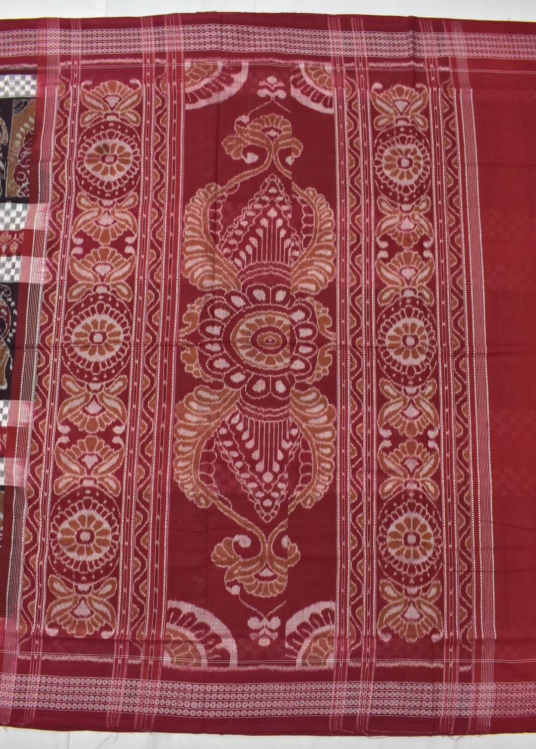 Black Colour Elephant Design Sambalpuri Handloom Cotton Bandha Saree - Image 2
