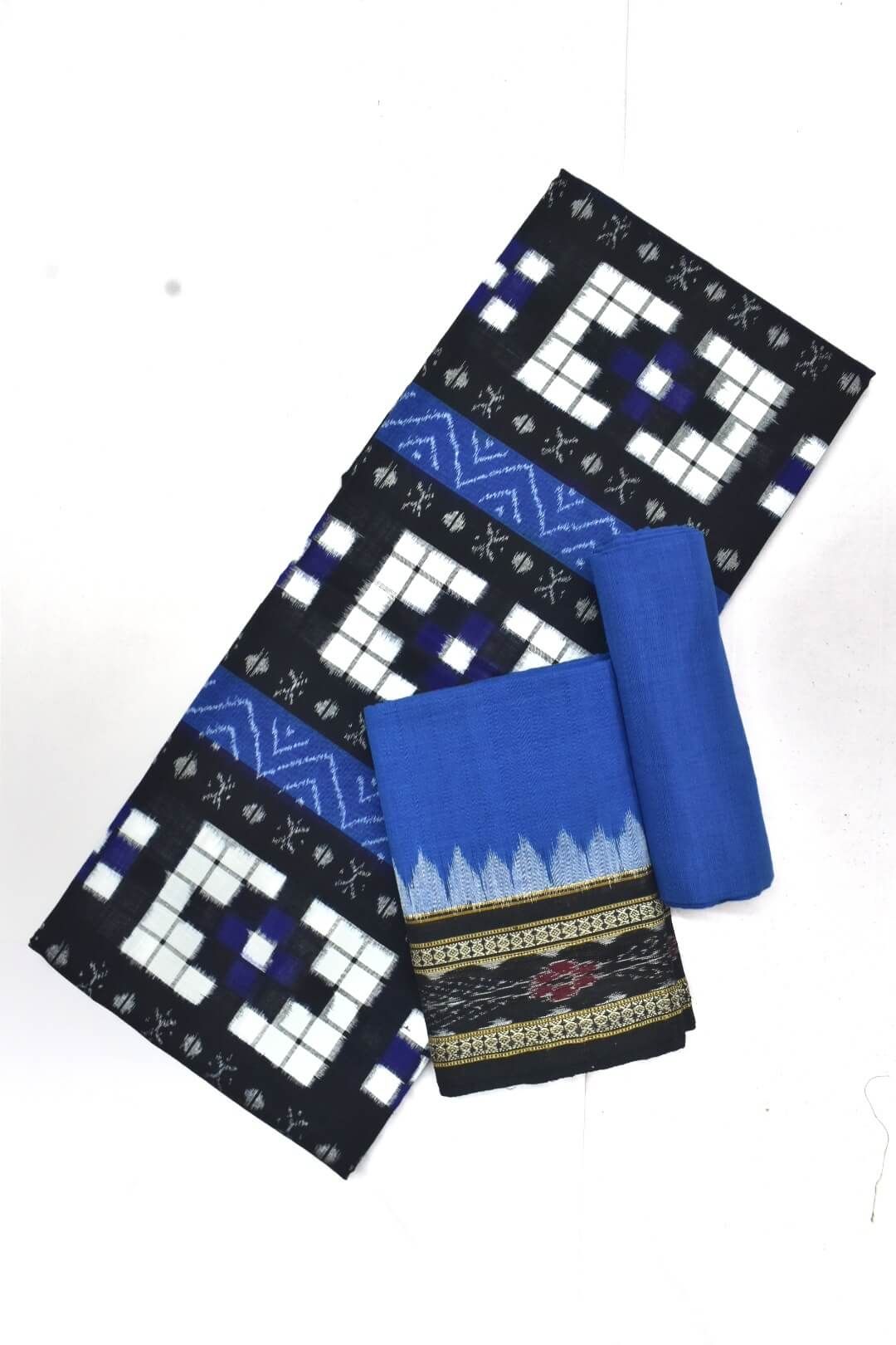 best lipstick with black dress Handloom Sambalpuri Silk Dress Material Black Blue main image 0