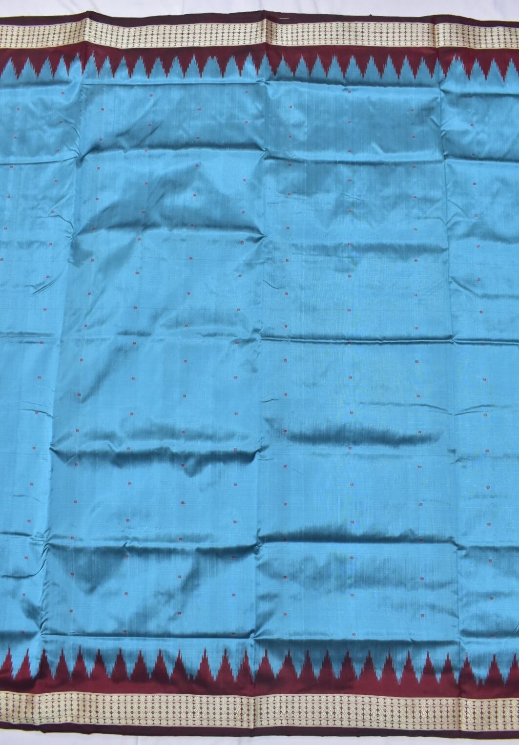 Turquoise Blue Sambalpuri Handloom Bomkai Silk Saree