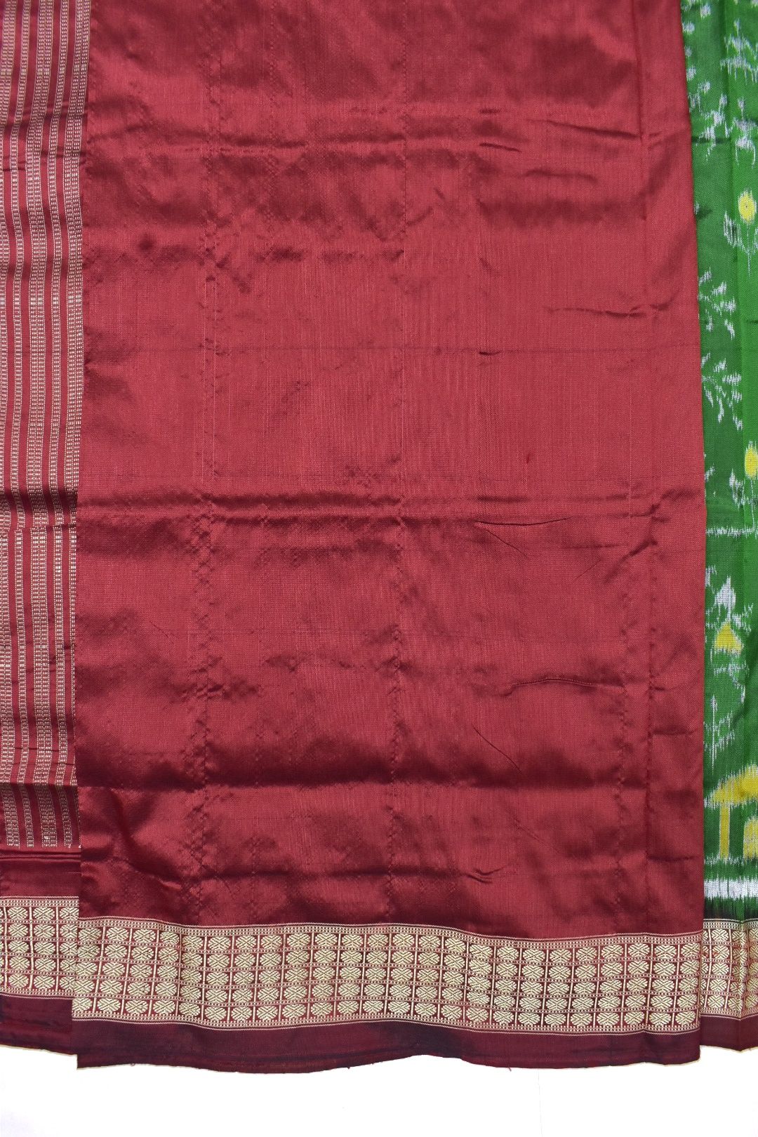 Green Colour Sambalpuri Handloom Bandha Silk Saree - Image 5