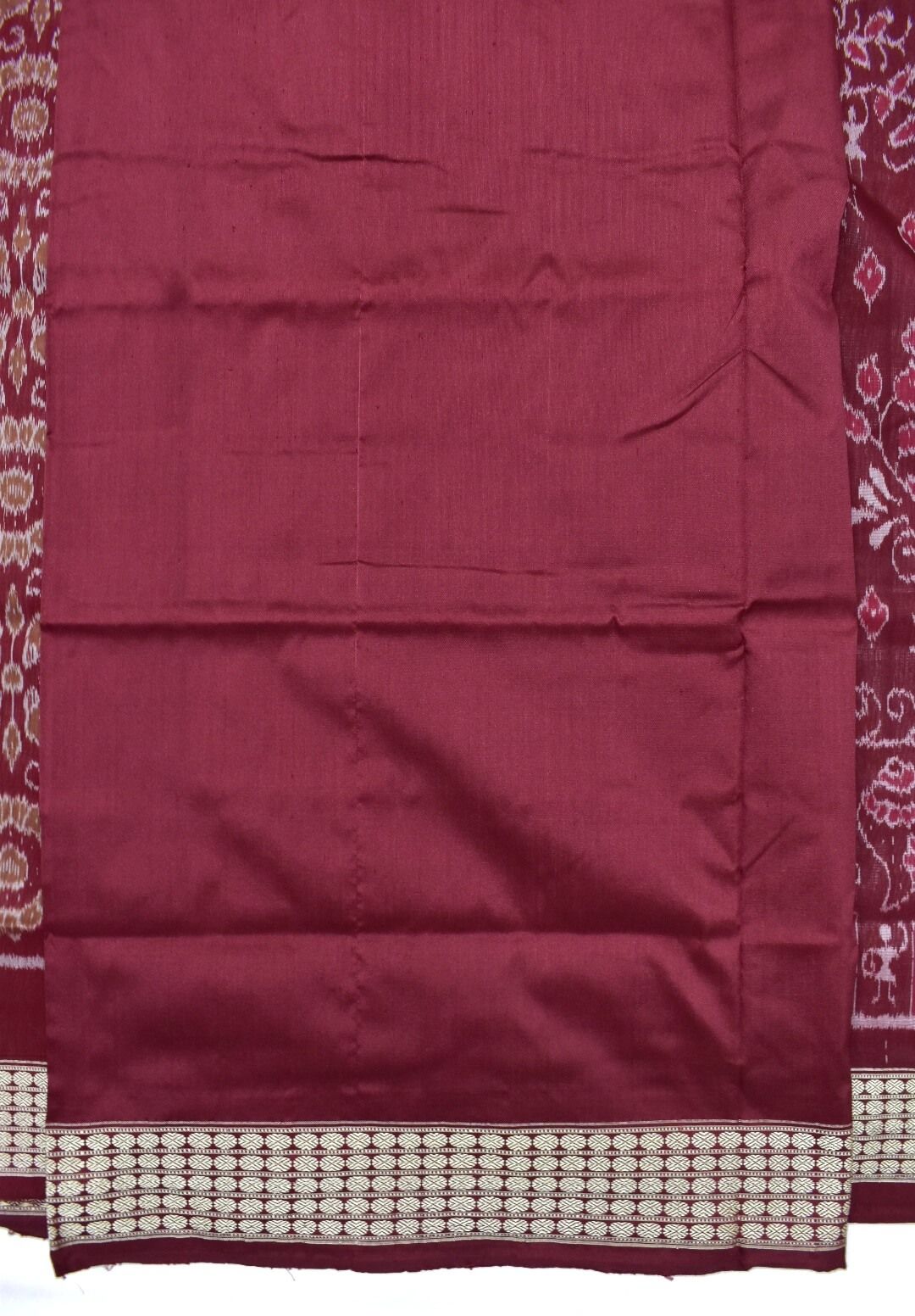 Silver-Maroon Combination Sambalpuri Handloom Bandha Silk Saree - Image 5