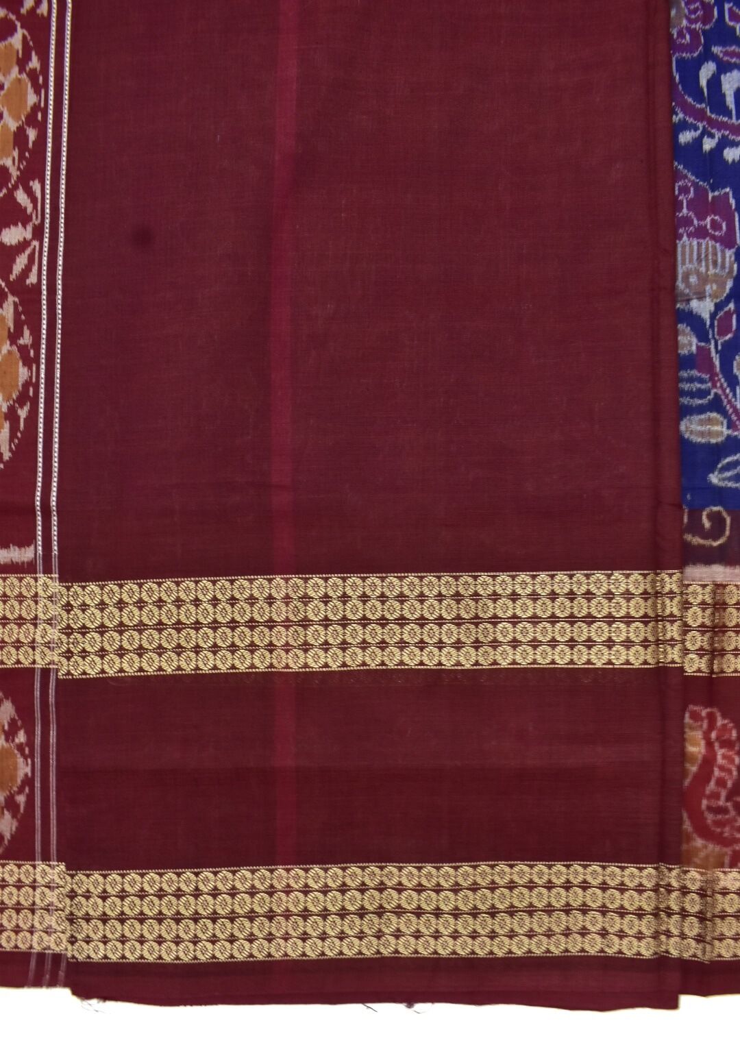 Blue Colour Bird Design Sambalpuri Handloom Cotton Bandha Saree - Image 5