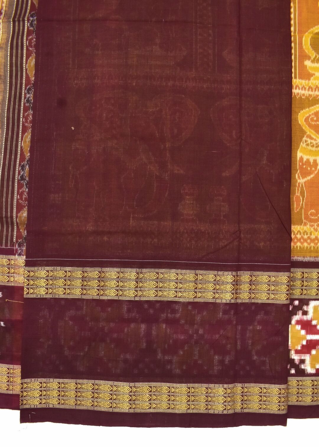 Yellow Colour Elephant Design Sambalpuri Handloom Cotton Bandha Saree - Image 5