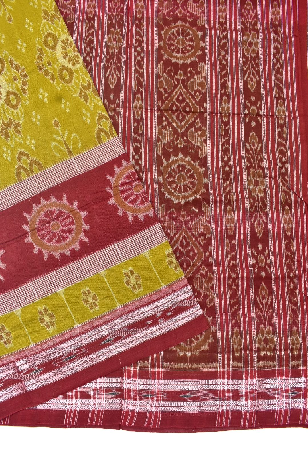 Mahendi Colour Sambalpuri Handloom Maniabandha Cotton Saree - Image 3