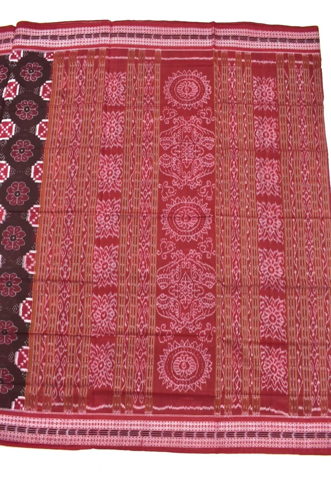 Deep Maroon Colour Pasapali Design Sambalpuri Handloom Cotton Saree ...