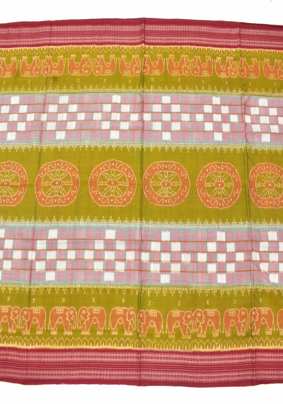 Amber Colour Pasapali Design Sambalpuri Handloom Cotton Saree