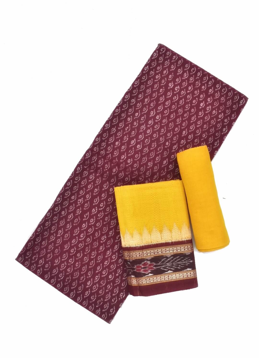 Maroon Colour Sambalpuri Handloom Cotton Dress Material