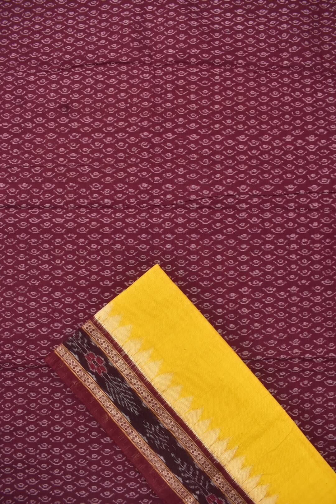 Maroon Colour Sambalpuri Handloom Cotton Dress Material - Image 3