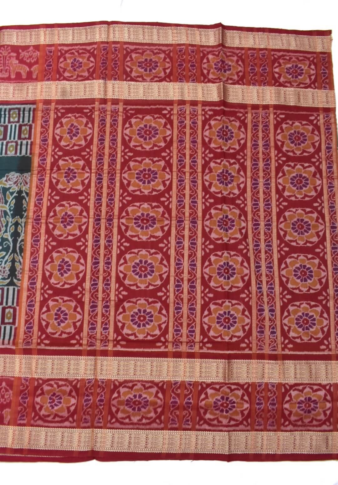 Green Colour nartaki Design Sambalpuri Handloom Bandha Cotton Saree - Image 2