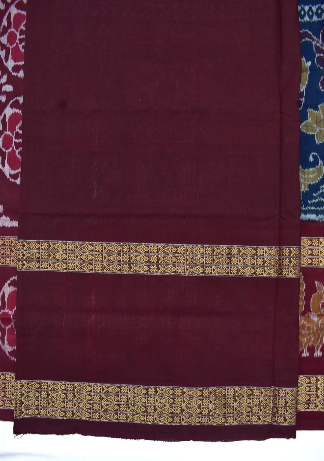 Sumati Colour Double Border Design Sambalpuri Handloom Cotton Bandha Saree - Image 5