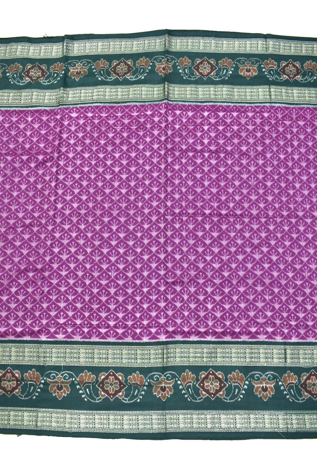 Purple Colour Double Border Sambalpuri Handloom Bandha Cotton Saree - Image 2