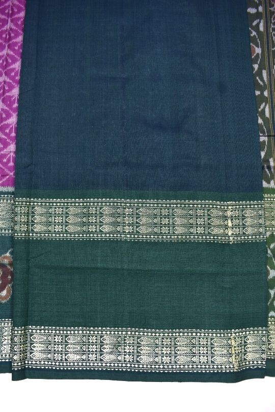 Purple Colour Double Border Sambalpuri Handloom Bandha Cotton Saree - Image 6