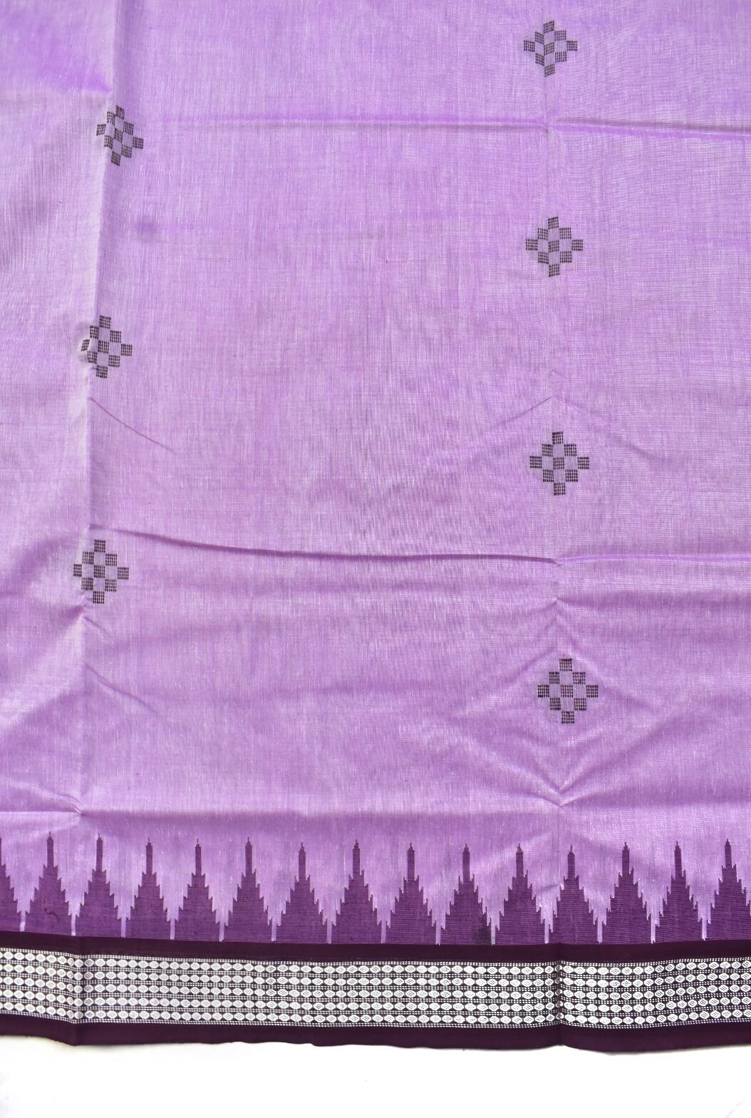 Lavender Colour Sambalpuri Handloom Bapta Cotton Saree - Image 4