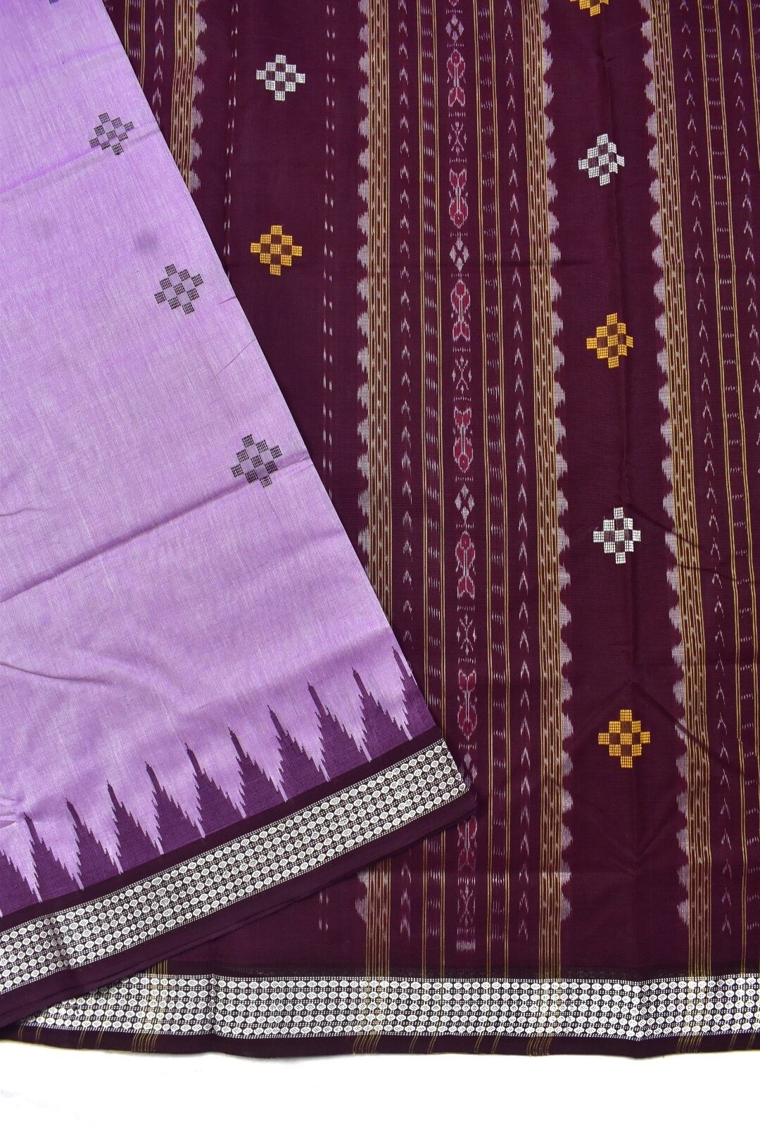 Lavender Colour Sambalpuri Handloom Bapta Cotton Saree - Image 3