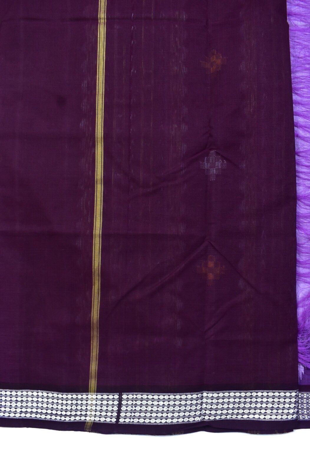 Lavender Colour Sambalpuri Handloom Bapta Cotton Saree - Image 5