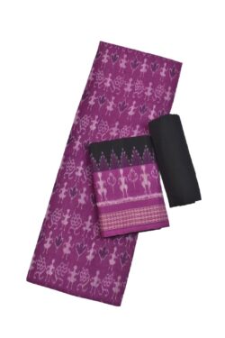 Purple Colour Tribal Design Sambalpuri Handloom Cotton Dress Material