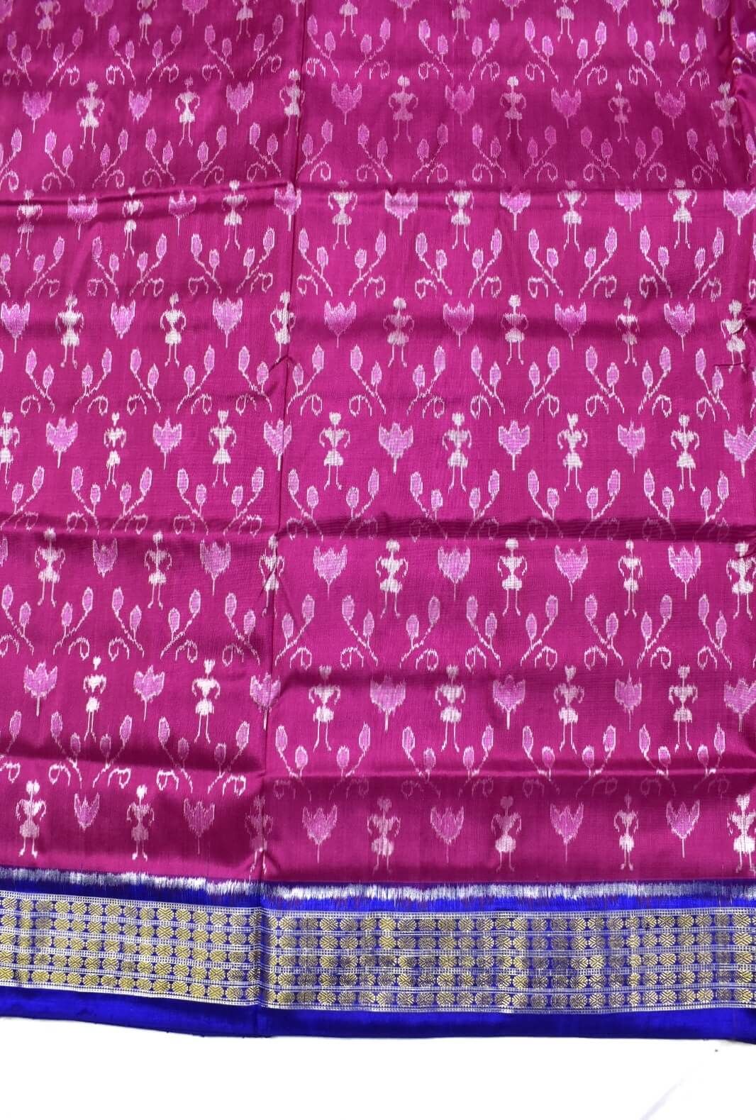 Pink Colour Tribal Design Sambalpuri Handloom Half Tissue Silk Saree - Image 4