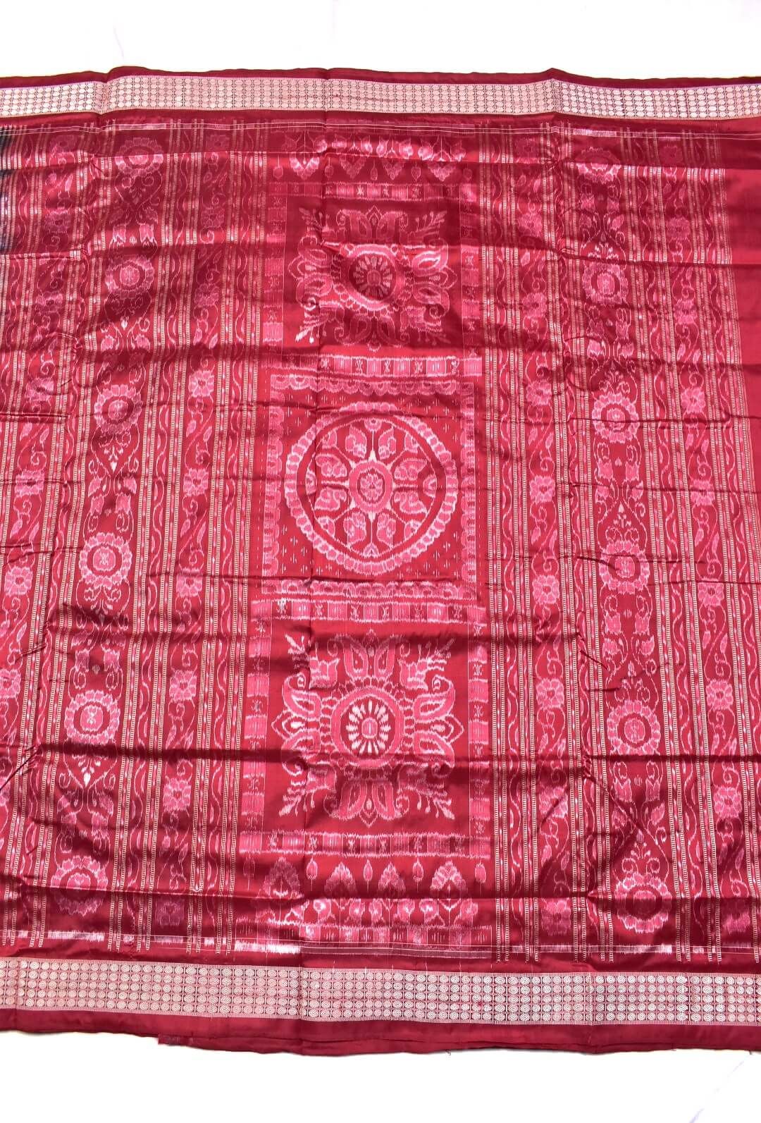 Teal Colour Tribal Design Sambalpuri Handloom Bandha Silk Saree - Image 2