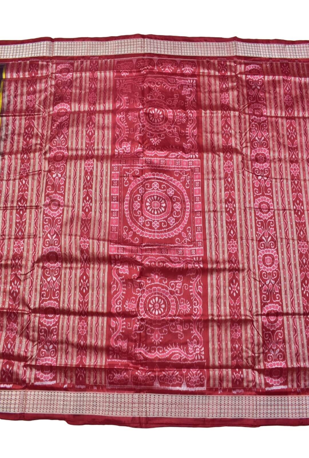 Coffe-Maroon Combination Nabakothi Design Sambalpuri Handloom Bandha Silk Saree - Image 2