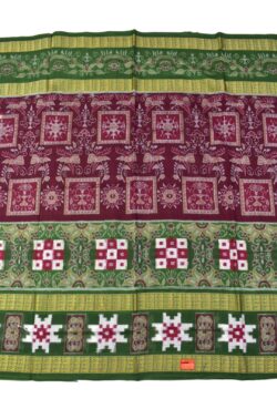 Maroon Colour Star Boder Sambalpuri Handloom Bandha Cotton Saree