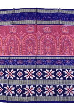 Lite Pink-Blue Combination Star Border Sambalpuri Handloom Bandha Cotton Saree