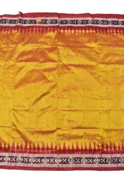 Yellow Colour Pasapali Border Sambalpuri Handloom Bandha Silk Saree