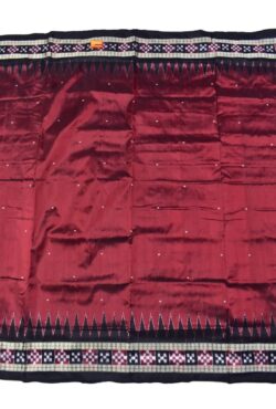 Maroon Colour Pasapali Border Sambalpuri Handloom Bandha Silk Saree