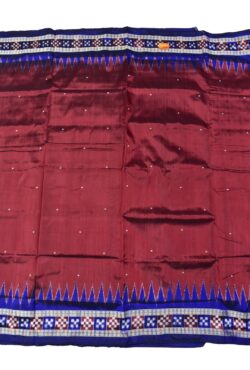 Maroon Colour Pasapali Border Sambalpuri Handloom Bandha Silk Saree