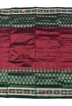 Maroon Colour Pasapali Border Sambalpuri Handloom Bandha Silk Saree