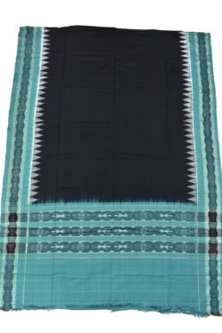 Black-Rama Green Combination Sambalpuri Handloom Cotton Dupatta